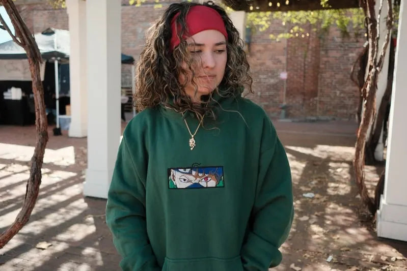 Thread Jutsu co-founder wearing an embroidered hoodie